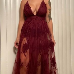 Burgundy maxi dress